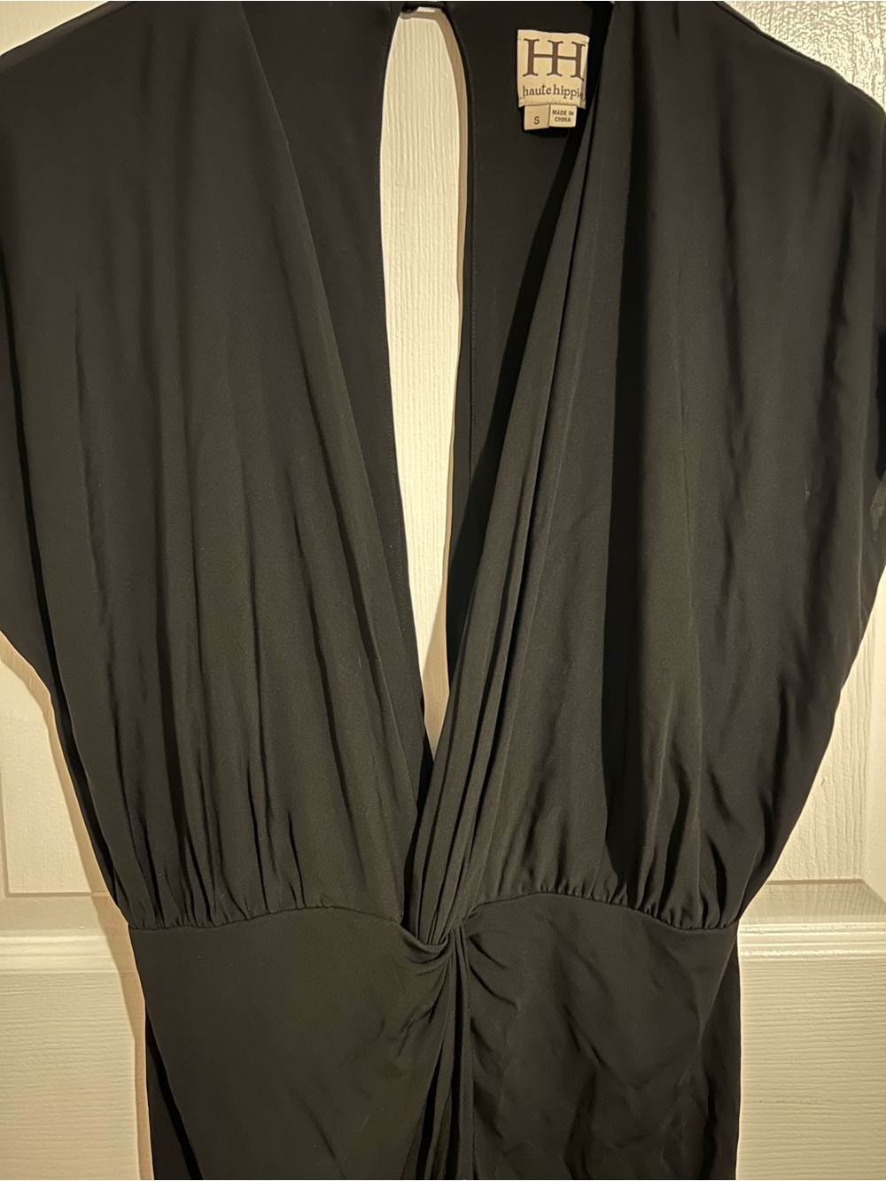Haute Hippie Black Deep V Cap-Sleeve Mini Dress - Picture 3 of 6
